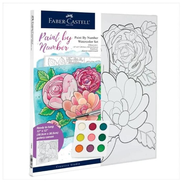 Faber-Castell Creative Studio Paint by Numbers Floral Watercolour Set
