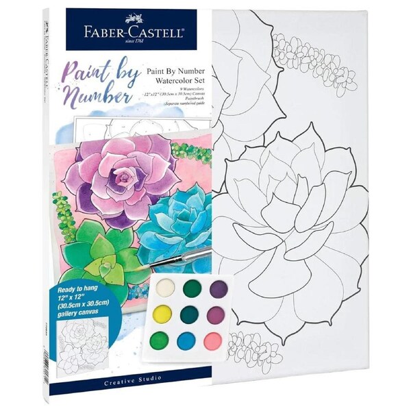 Faber-Castell Creative Studio Paint by Numbers Succulents Watercolour Set