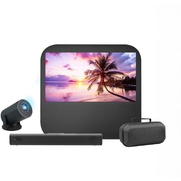 EKO Mini Projector with Carry Bag, Pop Up Screen and Soundbar Entertainment Pack