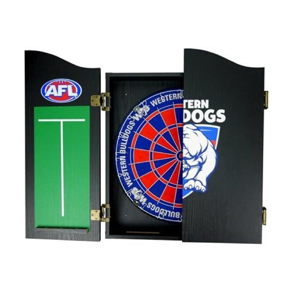 AFL Dartboard and Cabinet Set Western Bulldogs Team Design Black Finish