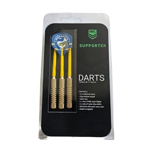 3pc NRL Darts Parramatta Eels Team Design Flights & Shafts Case Included
