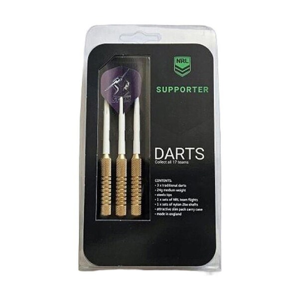 3pc NRL Darts Melbourne Storm Team Design Flights & Shafts Case Included