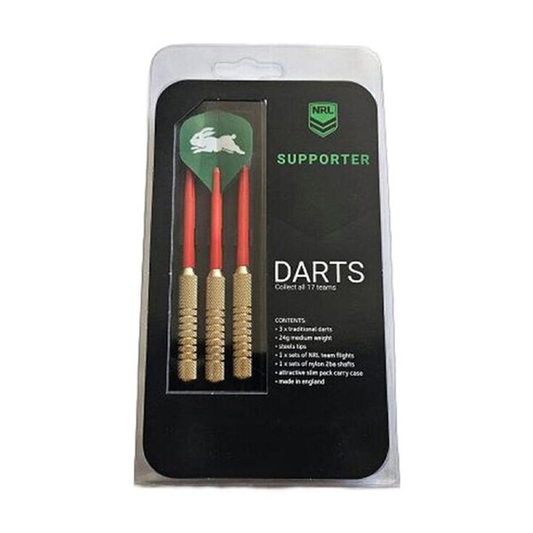 3pc NRL Darts South Sydney Rabbitohs Team Design Flights & Shafts Case Included