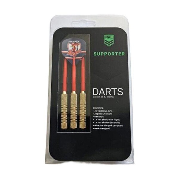 3pc NRL Darts Sydney Roosters Team Design Flights & Shafts Case Included