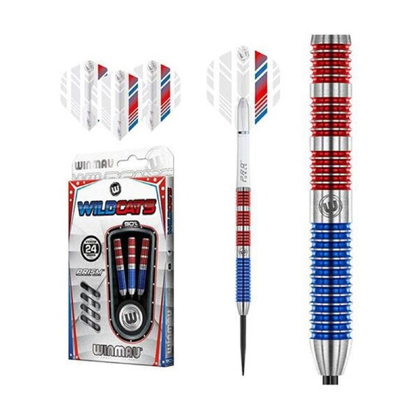 3pc Winmau Wildcats 90% Tungsten Alloy Darts 24 Gram New Design Wd1467 White
