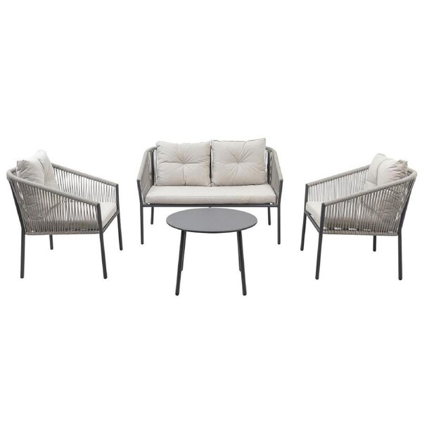 Laura Outdoor Lounge Garden Set 4 Piece Light Grey and Dark Grey