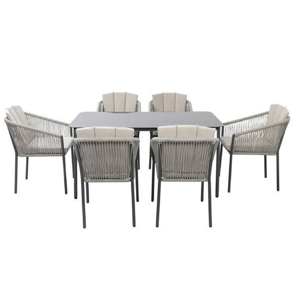 Laura Outdoor Dining Set 7 Piece Light Grey and Dark Grey