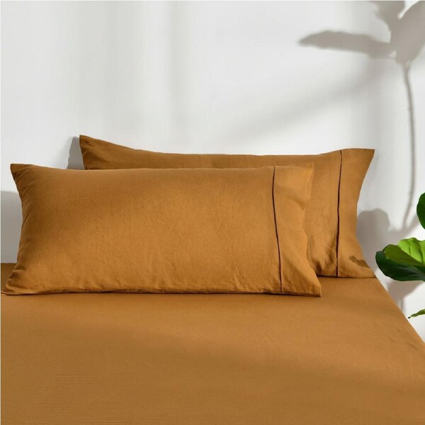 Dreamaker Linen Cotton King Pillowcase Twin Pack - Rust