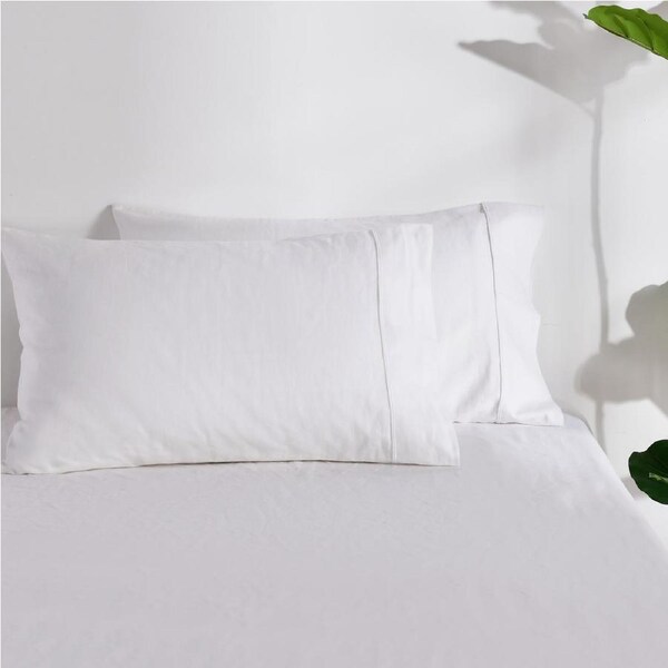 Dreamaker Linen Cotton Standard Pillowcase Twin Pack - White