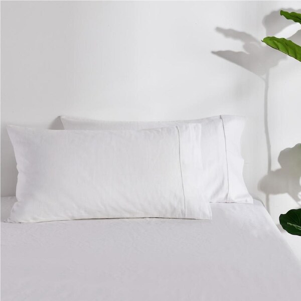 Dreamaker Linen Cotton King Pillowcase Twin Pack - White