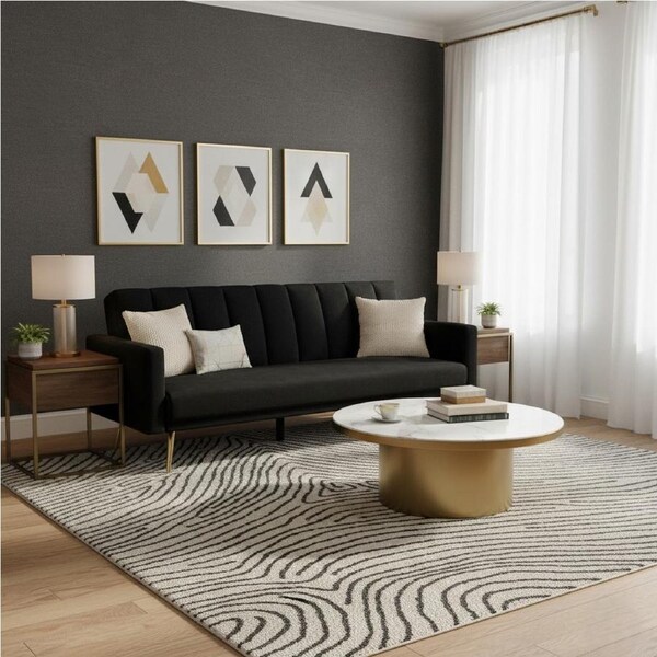 Levede 3-Seater Convertible Sofa Bed Velvet Lounge – Black/Green/Blue Black