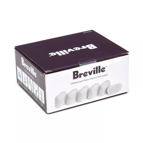 6 Pack Breville Water Filter - Genuine Breville Resin Jug Replacement Cartridges Espresso Machine