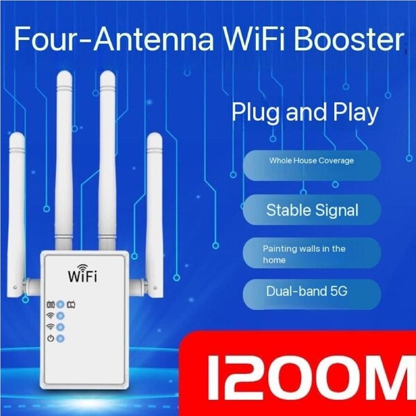 WIFI Signal Amplifier 1200Mbps Router Wi-Fi Signal Extender 5G Dual Band Enhancer