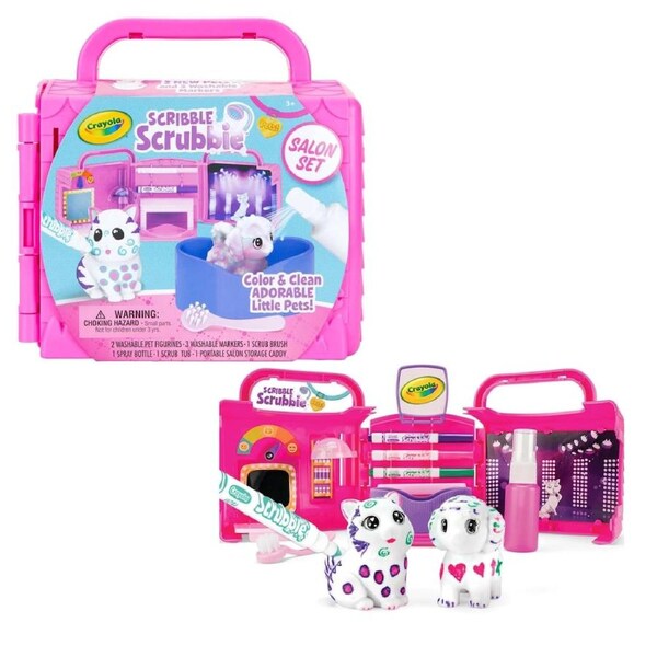 Crayola Scribble Scrubbie Pets Salon Playset with Washable Markers for Kids 4+