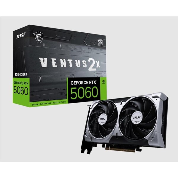 MSI nVidia GeForce RTX 5060 8G VENTUS 2X OC, PCI Express Gen 5 x16, Boost: 2527 MHz, CUDA 3840 Units, 8GB GDDR7, . HDMI x 1