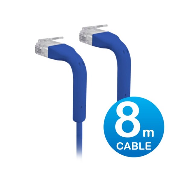 UniFi Patch Cable 8m Blue, Both End Bendable to 90 Degree, RJ45 Ethernet Cable