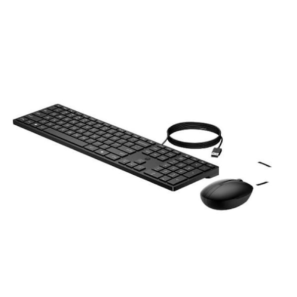 HP 320MK USB Wired Desktop Keyboard Mouse Combo Reduced-sized & Low-Profile Quiet Keys Plug&Play for Notebook Desktop PC WIN11/10 Black