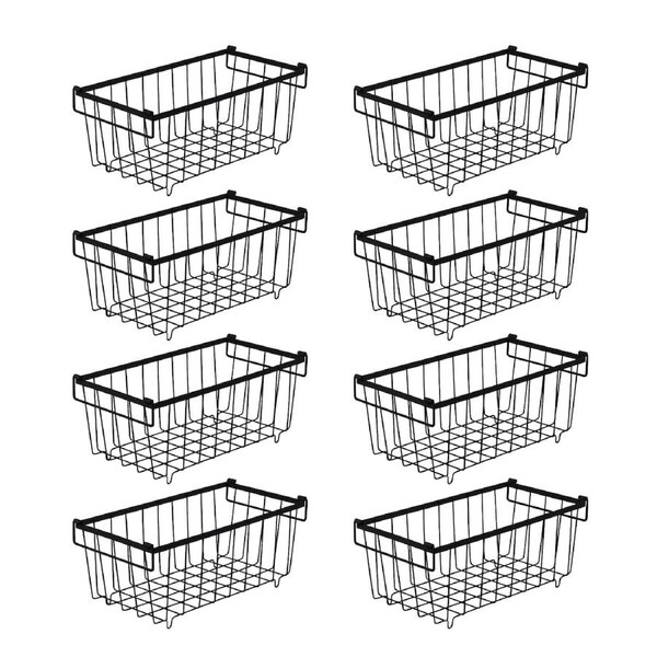 8 Pcs Black Fridge Storage Baskets Stackable Freezer Organizer Bin Rack for Pantry Farmhouse Kitchen