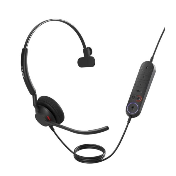 Jabra Engage 40 (Inline Link) MS Teams Mono USB-C/A Corded Headsets, Lightweight & sturdy, Double the mic, Busylight, Hearing Protection Audio Quality