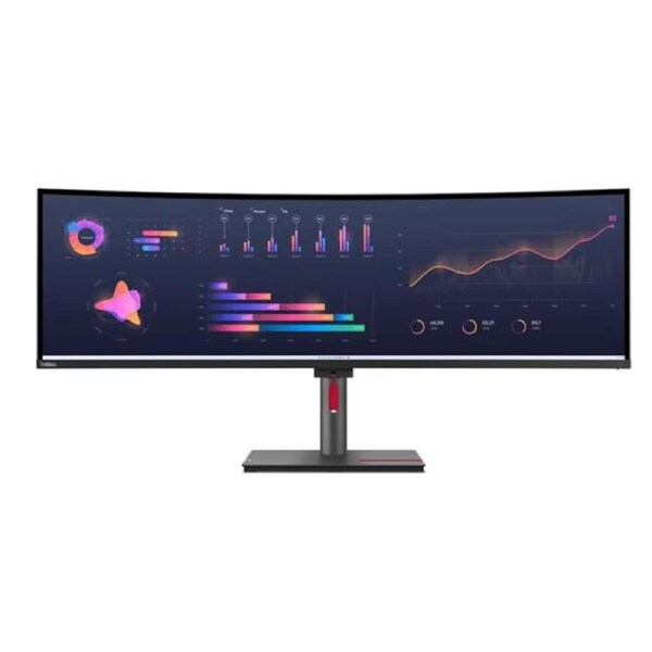 LENOVO ThinkVision P49W-30 49' Dual QHD Curve Monitor IPS 5K 5120x2160 21:9 Height Adjustable Tilt Swivel DP HDMI TBT4 USB-C Hub USB-B LAN Audio VESA