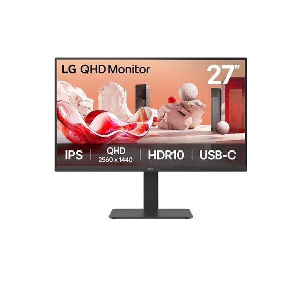 LG 27' 27BA65QB-B.AAU, QHD IPS, 100Hz, HDR10, USB-C PD 65W, Daisy Chain, RJ45, KVM, 4 USB, DP/HDMI, adj. stand, 350nits, sRGB 99%, 5ms, VESA