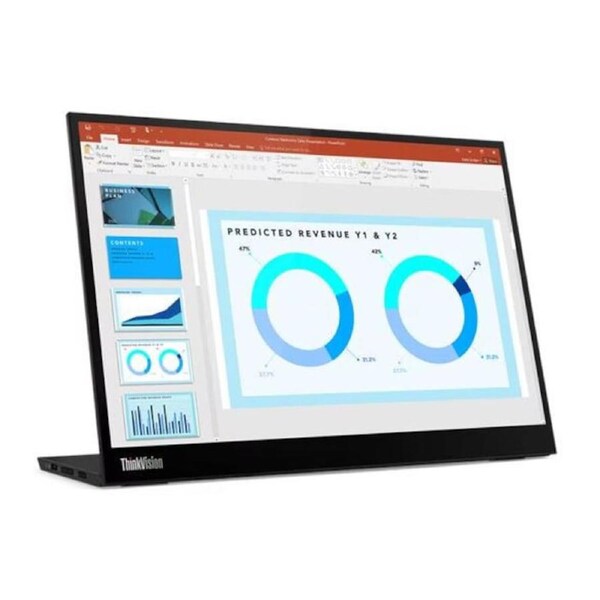 Lenovo ThinkVision M14D 14' 2.2K WLED IPS USB-C Portable Monitor 2240x1140 6ms 1500:1 100% sRGB Anti-glare 2xUSB-C DP Tilt Height Adjust VESA 0.6kg