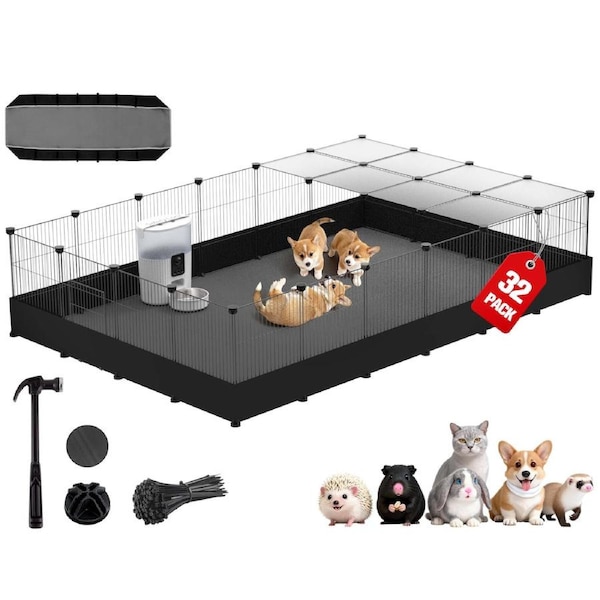 Advwin DIY Pet Playpen 32 Panels Small Animal Cage Rabbit Hutch Hamsters Pet Playpen