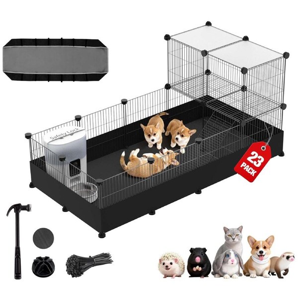 Advwin DIY Small Animal Cage Pet Playpen Waterproof Canvas Portable Exercise Fence