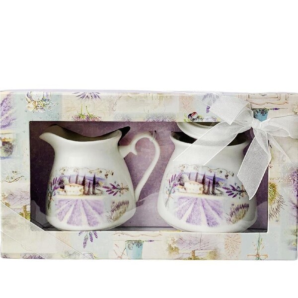 Elegant Kitchen Lavender Sugar Bowl & Milk Jug Set