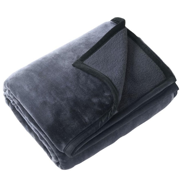 Onkaparinga Polyester Faux Mink Blanket Charcoal Queen