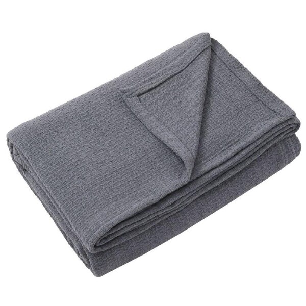 Jason Cotton Basketweave Pattern Blanket Grey King
