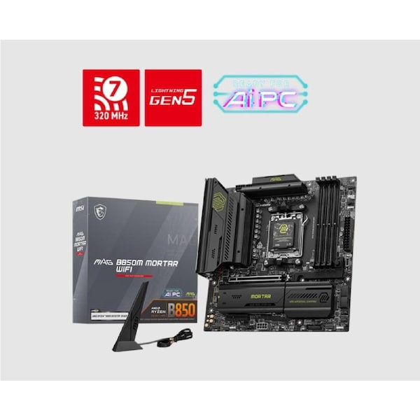 MSI MAG B850M MORTAR WIFI, AM5, 4x DDR5 256GB, 1x HDMI, 1x PCI-E x16 slot, 3x M.2,4x USB2.0, 3x USB C, Wi-Fi 7