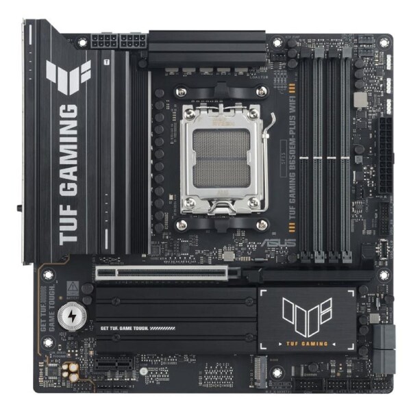 ASUS AMD TUF GAMING B650EM-PLUS WIFI (AM5) Micro-ATX Motherboard, DDR5(4x), 12+2+1 Power Stages, PCIe 5.0, 3x M.2, Front USB-C, 2.5Gb LAN, Wi-Fi 6E