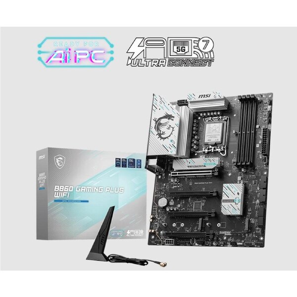 MSI B860 GAMING PLUS WIFI, INTEL B860, 4x DDR5 256GB, 1x HDMI, 4x PCI-E x16, 3x M.2, 4x SATA, 8x USB 2.0, Intel Killer BE1750x Wi-Fi 7