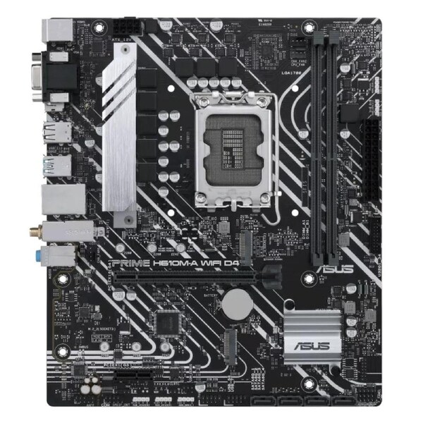 ASUS H610M-A WIFI D4-CSM PRIME Intel LGA 1700 mATX Motherboard, DDR4 64GB, PCIe4.0, M.2, 1Gb Ethernet, HDMI, D-SUB, USB3.2 Gen2, SATA 6Gbps,