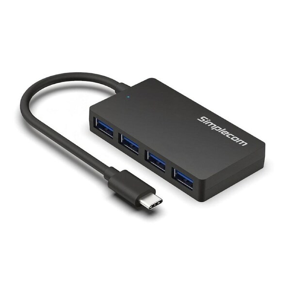 Simplecom CH350 SuperSpeed USB-C to 4xtUSB-A Hub USB 3.2 Gen1, 5Gbps, plug & play, bus-powered, ABS, 76 41 11mm, 35g, 15cm cable, Win/macOS compatibe