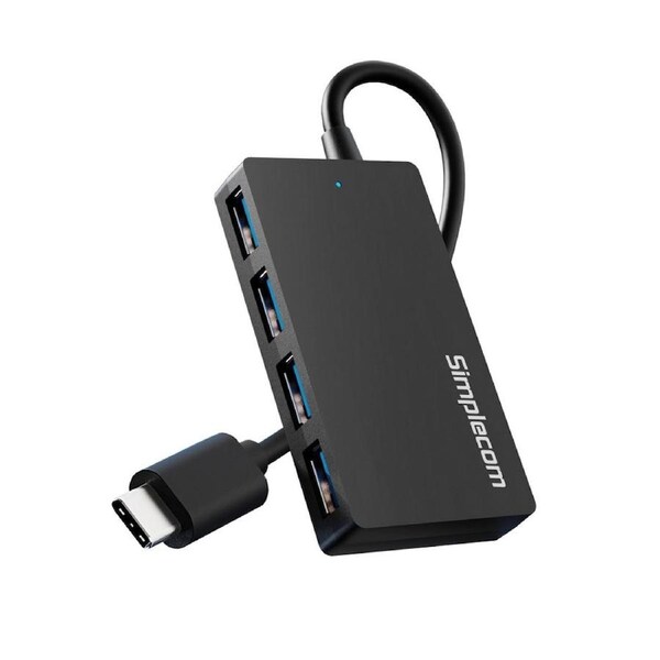 Simplecom CH352 USB-A to 4xPort SuperSpeed USB 3.2 Gen1, 5Gbps, plug & play, bus-powered, ABS, 76 41 11mm, 35g, 15cm cable, Win/macOS/Linux compatible