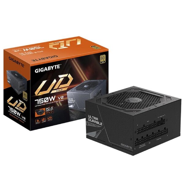 Gigabyte UD750GM PG5 V2, 750W ATX PSU Power Supply 80+ Gold >90% Black Embossed Cables 100-240 Vac >100K Hrs (NEW)