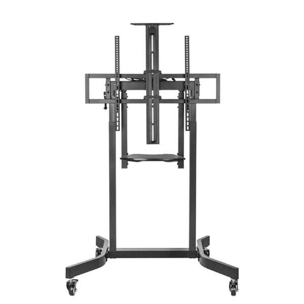 Brateck Deluxe Motorized Large TV Cart with Tilt, Equipment Shelf and Camera Mount Fit 55'-100' Up to 120kg- Matte Black LS