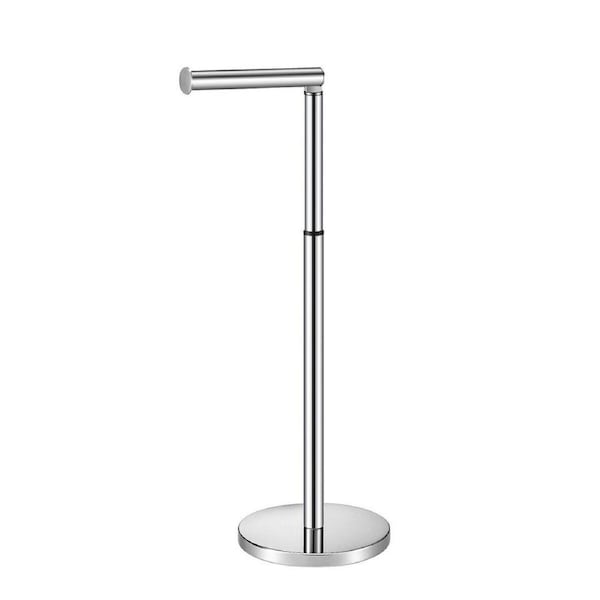 Free Standing Toilet Paper Holder Adjustable Bathroom Organiser Spare Tissue Roll Storage Reserve Floor Stand Pole Dispenser Stainless Steel Rack 69cm