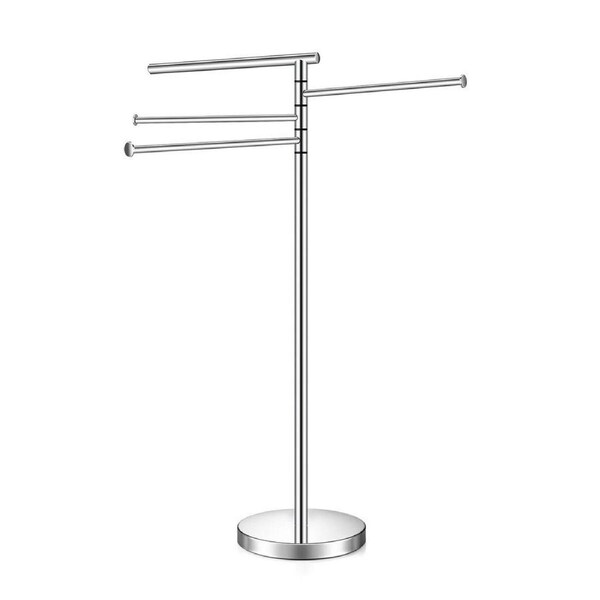 Towel Rail Drying Rack 4 Tier Free Standing Stainless Steel Shower Washcloth Holder Hanger Storage Rotating Hanging Bars for Bathroom Restroom Kitchen