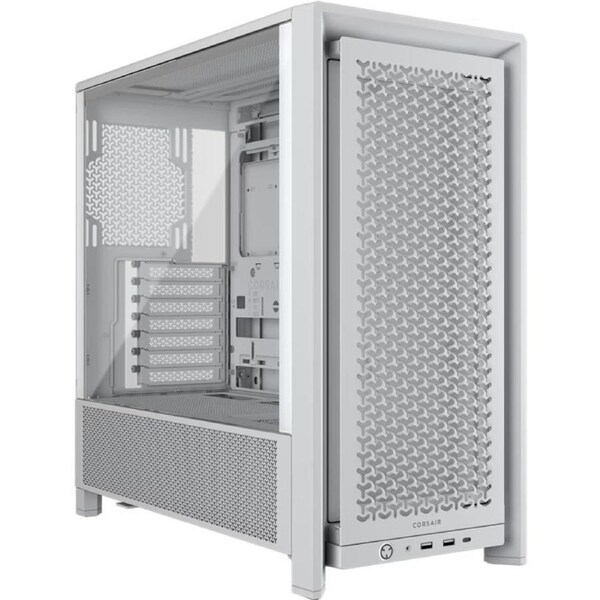 Corsair FRAME 4000D Modular Mid-Tower PC Case - White, ATX, 430mm GPU, 170mm CPU cooler, 360mm rad, 1x HD Audio, 1x USB-C 3.2 Gen 2