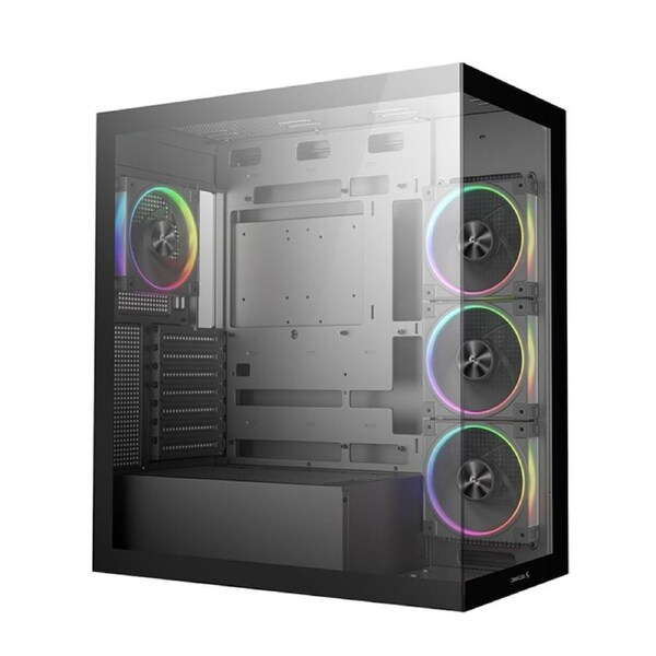 DeepCool CG580 4F v2 Panoramic ATX Mid-Tower Case, 4 x Pre Installed Fans Single Chamber, Support Up to 2x 360mm Radiators, Front 2x USB3.0