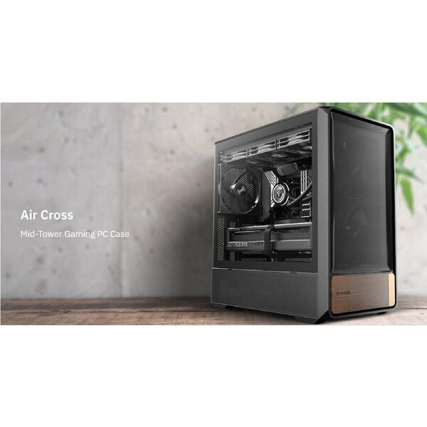 OKINOS Air Cross ATX USB3.0 x 2 Type-C 3 2 Gen 2 (10Gbps) x 1 4mm Tempered Glass Side Panel Mid Tower Case