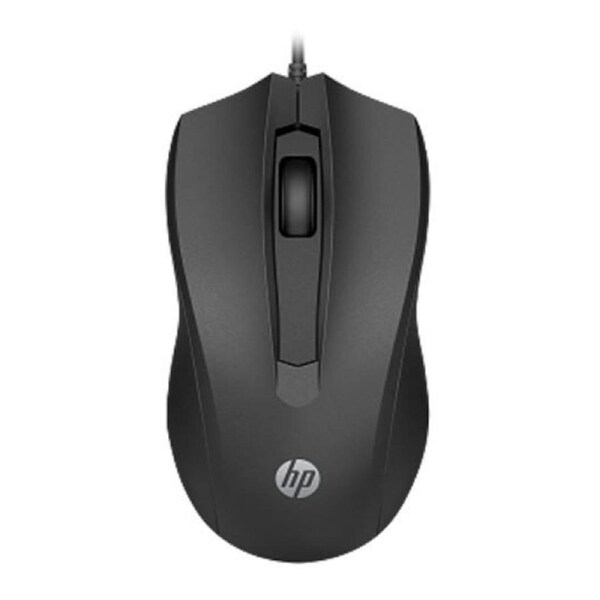 HP Wired Desktop 100 Mouse 1200dpi 3 Buttons Wired USB-A Connector Precise Red Optical Sensor 1.2M Cable Length Black 1YR WTY