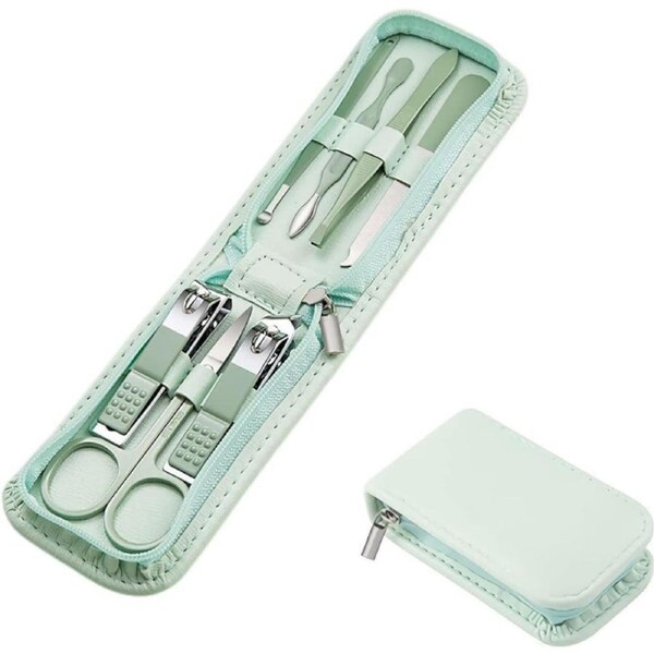 Manicure Set Nail Clippers Pedicure Kit -7 Pieces Stainless Steel Travel Nail Kit, Travel Essentials Purse Essentials Professional Grooming Kits, Manicure Kit with Zipper Portable Travel Pack