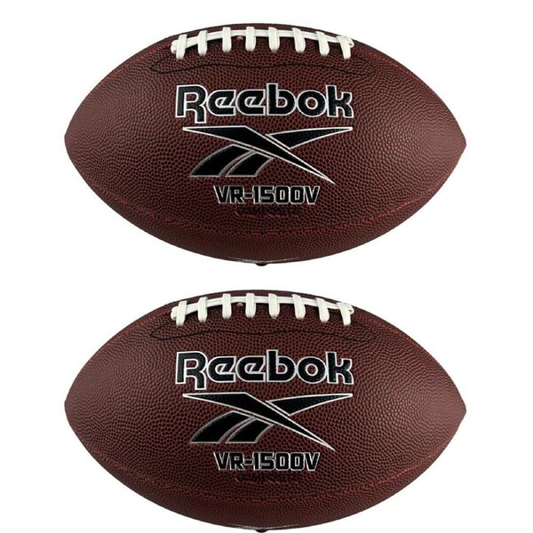 2PK Reebok VR-1500 Official Size American Leather Football Brown