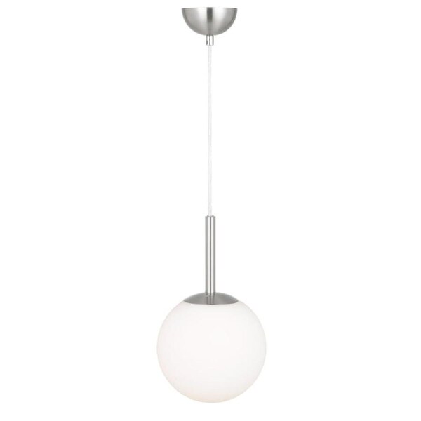 Bally Modern Pendant Hanging Lamp Light Glass Metal Opal Matt Nickel