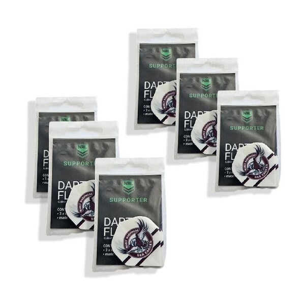 6x 3pc NRL Dart Flights Sydney Roosters Team Design Metronic Pack England Made