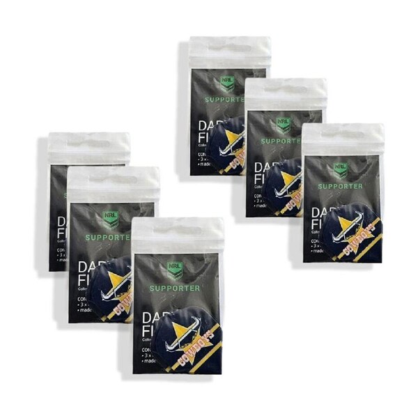 6x 3pc NRL Dart Flights Cowboys QLD Team Design Metronic Pack England Made